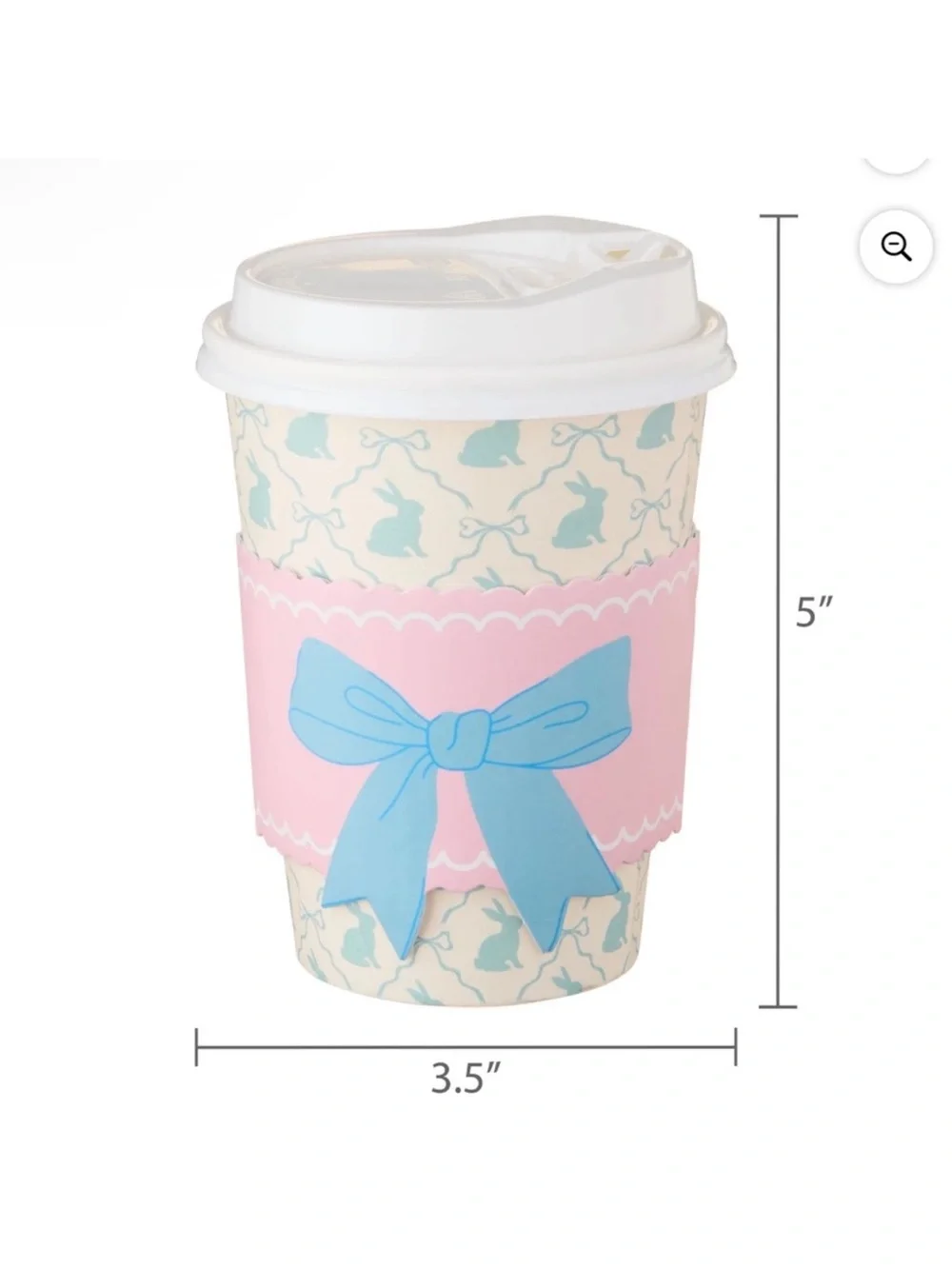 New! Bunnies and Polka Dots 8 ct Disposable Paper Cups with Lids, 14 oz